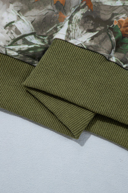 Green Western Camo Print Baggy Pullover Sweatshirt