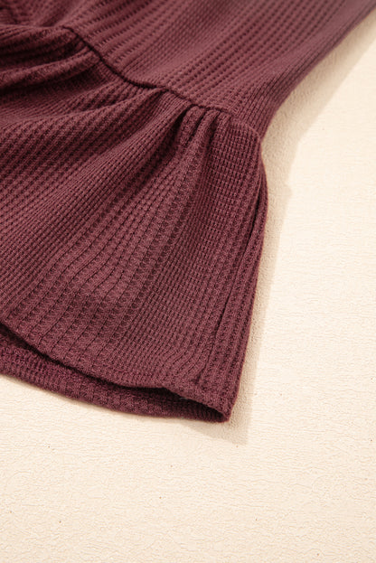 Red Dahlia Solid Color Ribbed Ruffle Tank Top and Pants Set