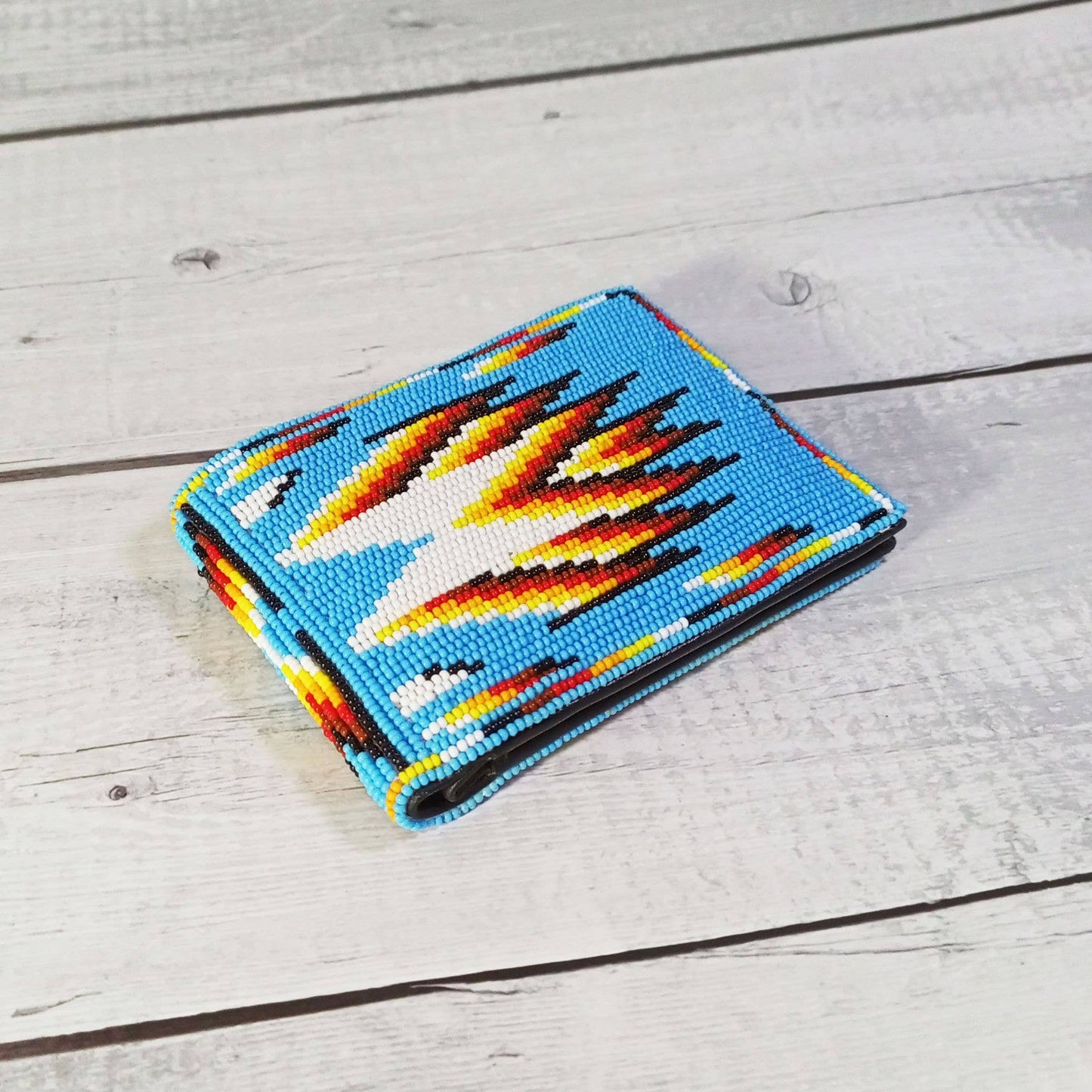 Handmade Beaded Wallet with intricate Beadwork Bifold Wallet