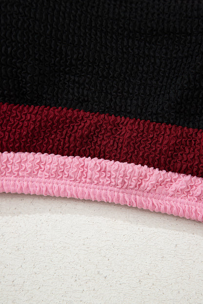 Burgundy Color Block High Waisted Sexy Bikini Set