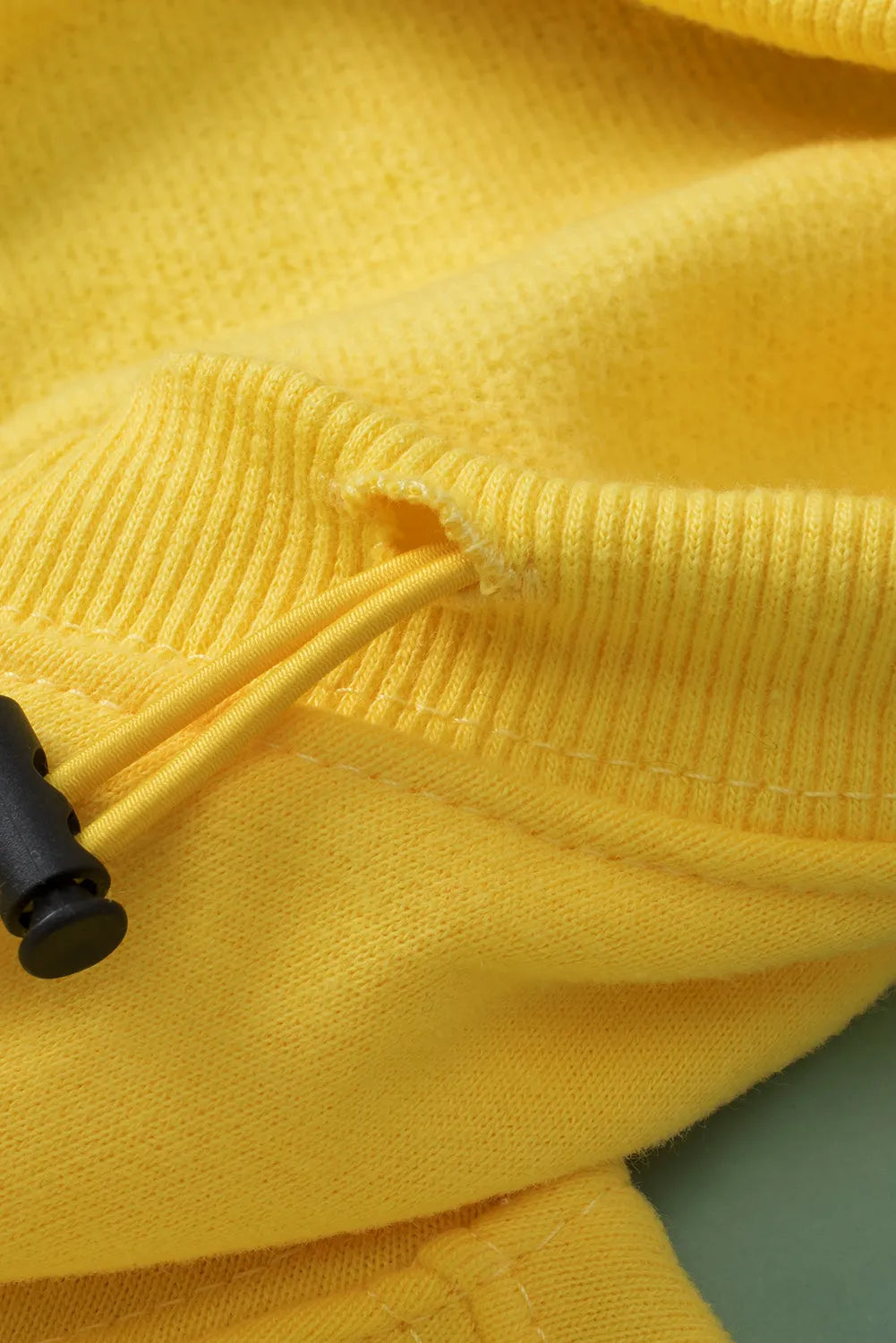 Yellow Ribbed Trim Kangaroo Pocket Zipped Hoodie - Chic Meadow Boutique 