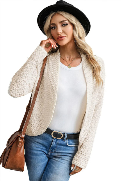 Apricot Popcorn Knit Open Front Cardigan - Chic Meadow Boutique 