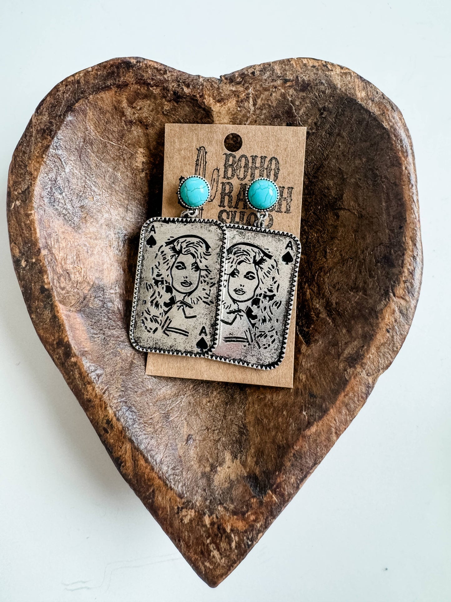 Western Queen Dolly Engraved Stud Earrings