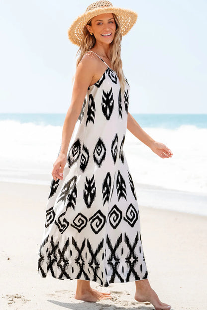 Black Western Aztec Printed Fashion Vacation Sundress - Chic Meadow Boutique 