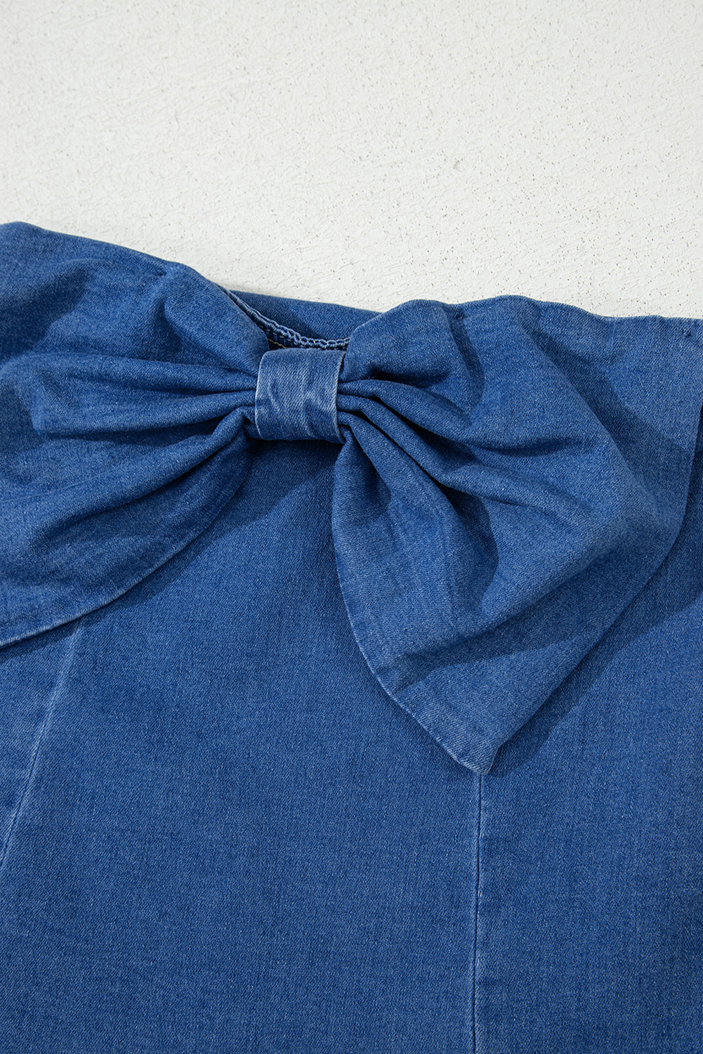 Sail Blue Vintage Bow Front Smocked Back Denim Tube Top