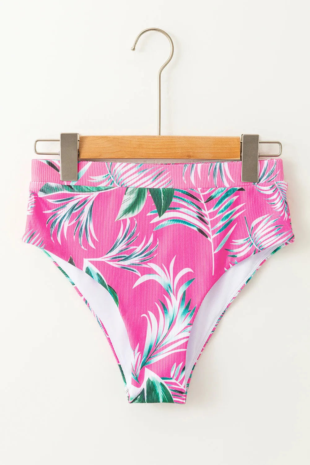 Rose Tropical Print Textured Bikini Bottoms - Chic Meadow Boutique 