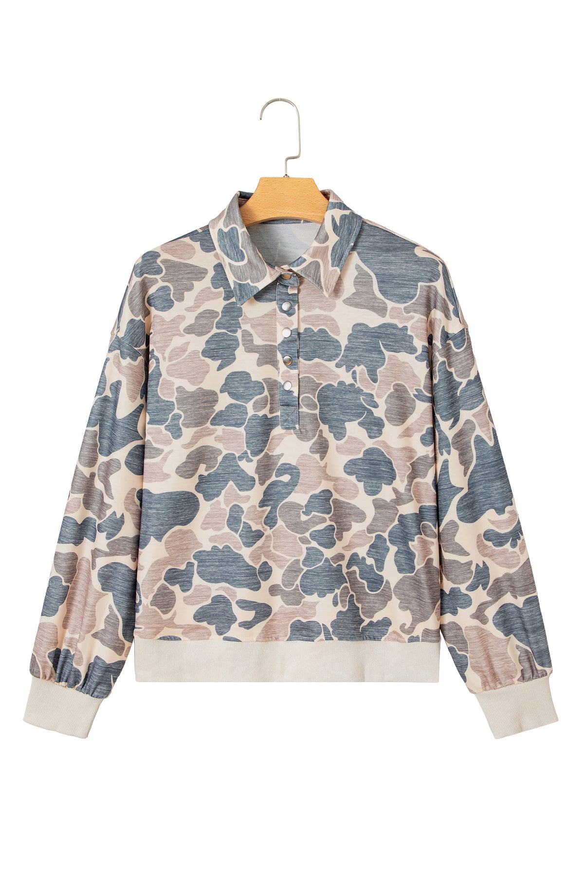 Multicolour Casual Camouflage Collar Pullover Sweatshirt