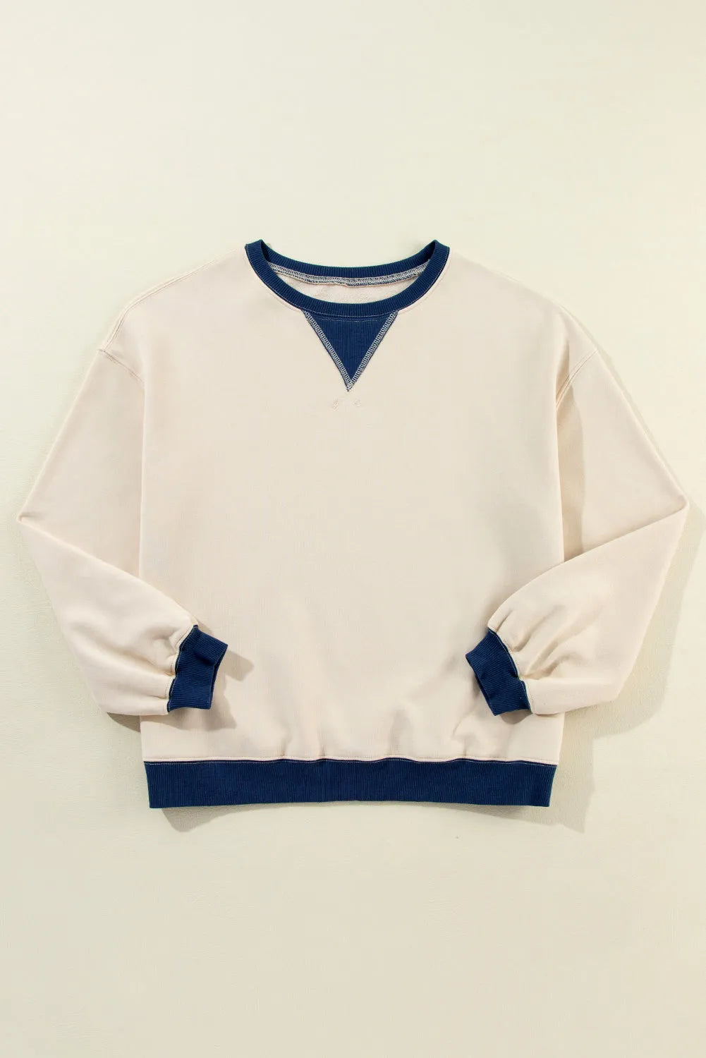 White Color Block Patch Drop Shoulder Oversized Sweatshirt - Chic Meadow Boutique 