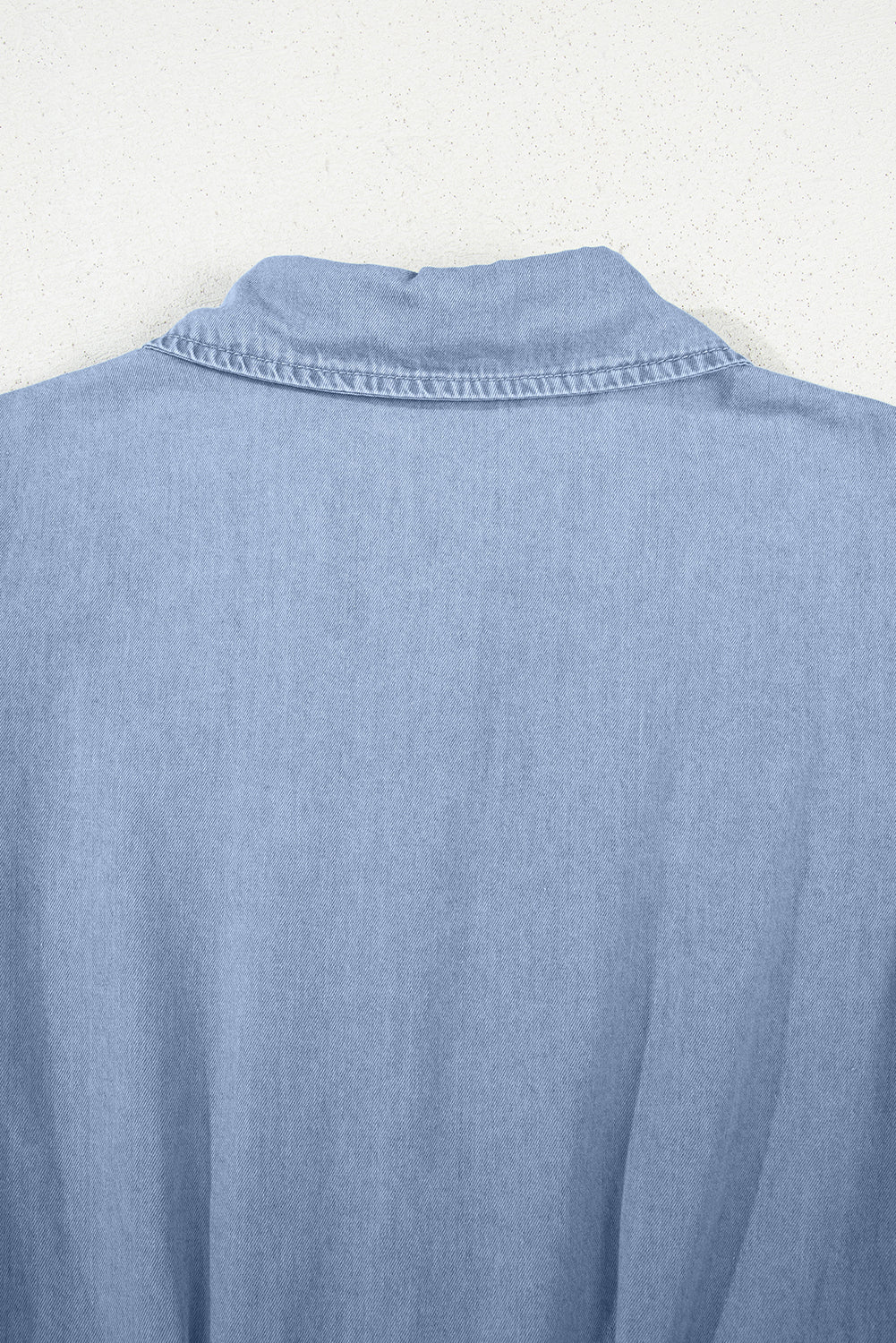 Myosotis Denim Pleated Slim Waist Short Sleeve Shirt Dress