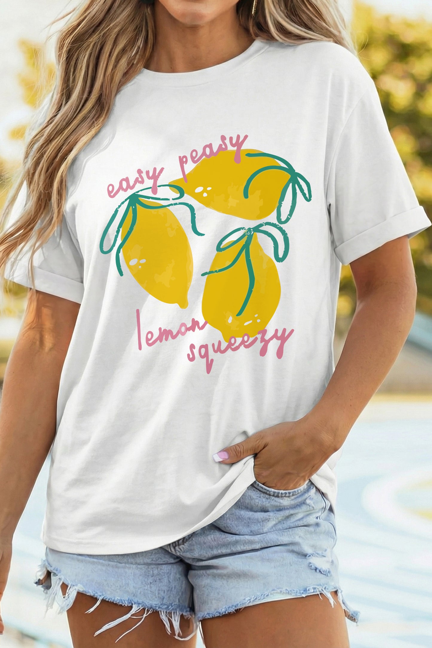 White Easy Peasy Lemon Squeezy Graphic Tee