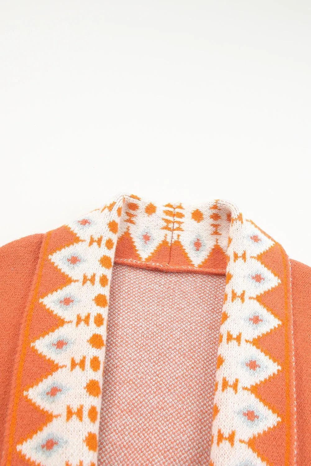 Tops/Sweaters & Cardigans Orange Printed Aztec Print Open Front Knitted Cardigan