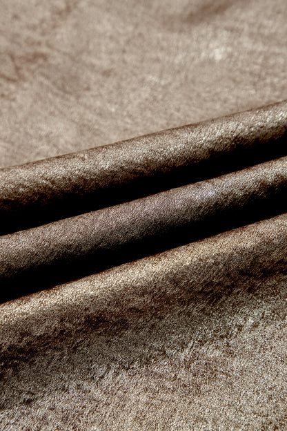 Gold Metallic Round Neck Ruffle Trim Sleeveless Top