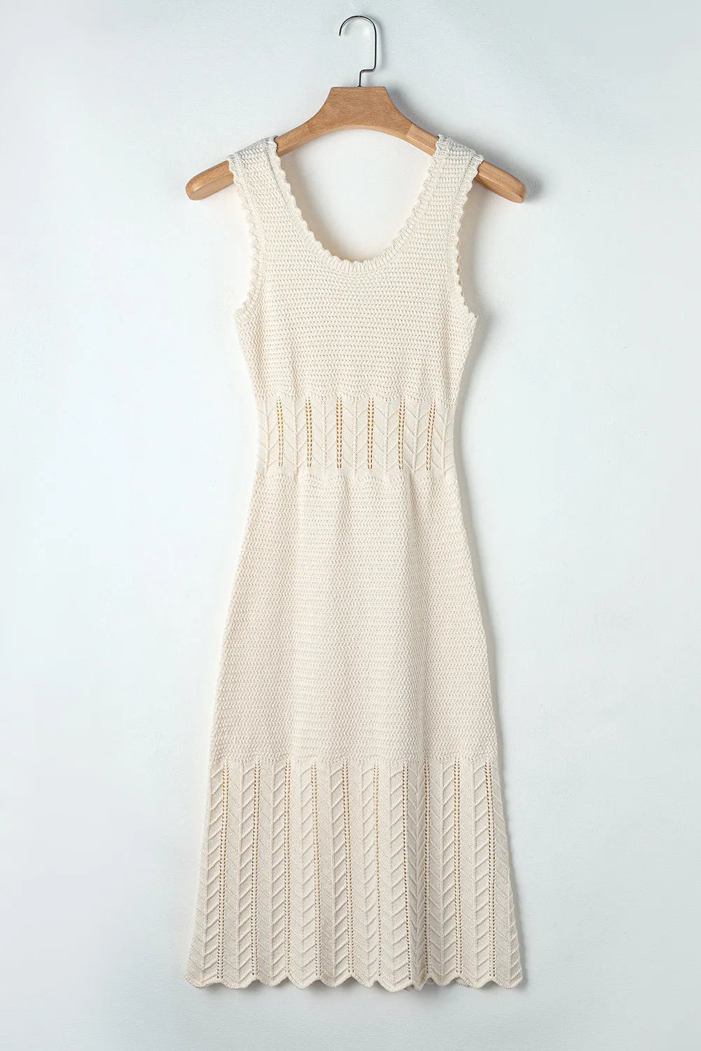 Beige Mix Texture Knitted Sleeveless Sweater Dress - Chic Meadow Boutique 