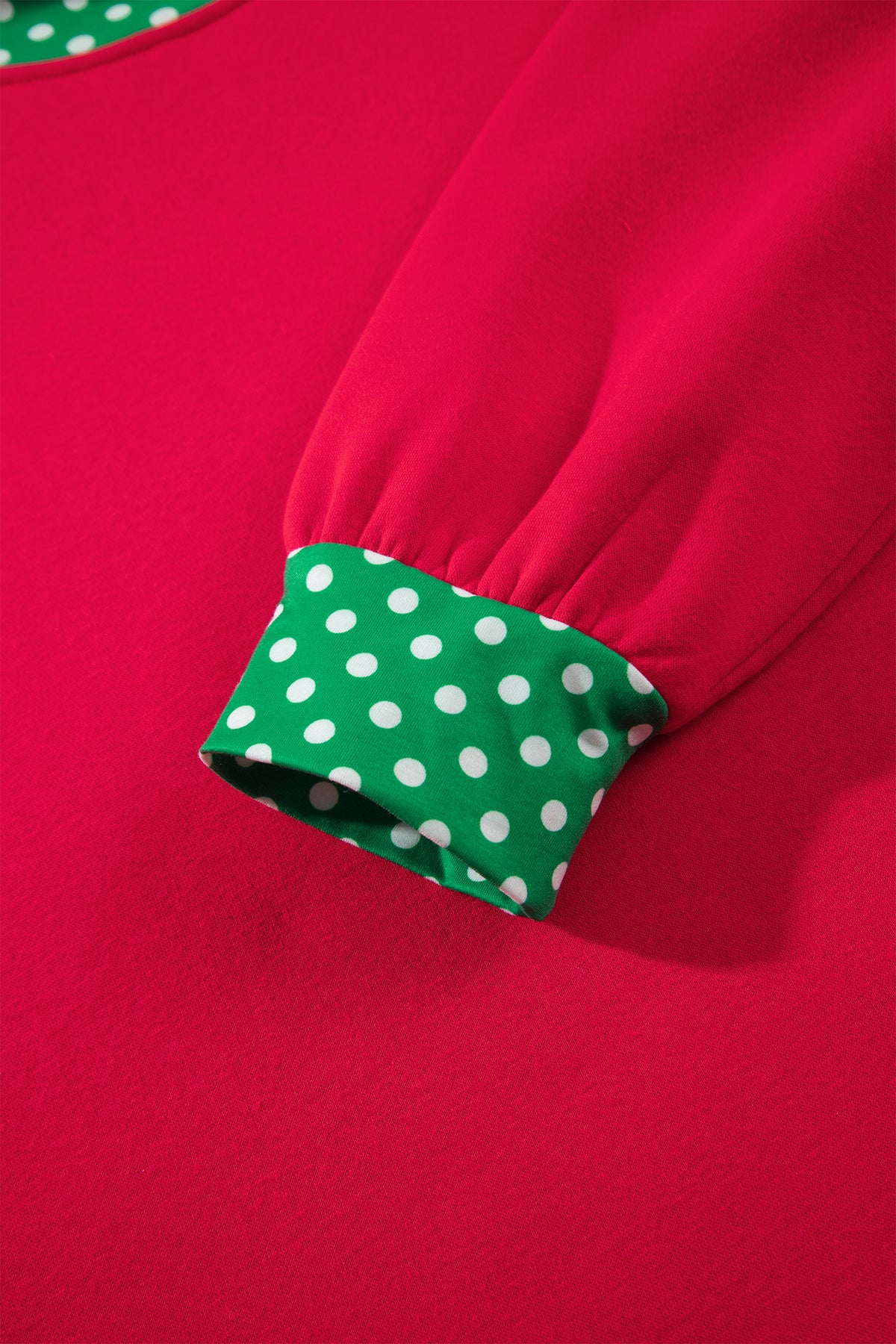 Racing Red Colorblock Polka Dot Contrast Trim Oversized Sweatshirt