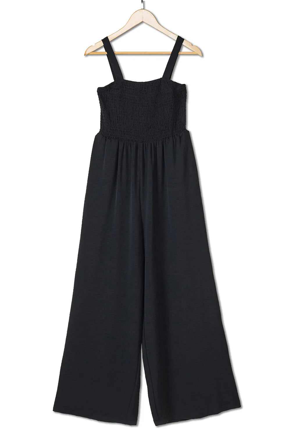 Black Smocked Sleeveless Wide Leg Jumpsuit with Pockets - Chic Meadow Boutique 