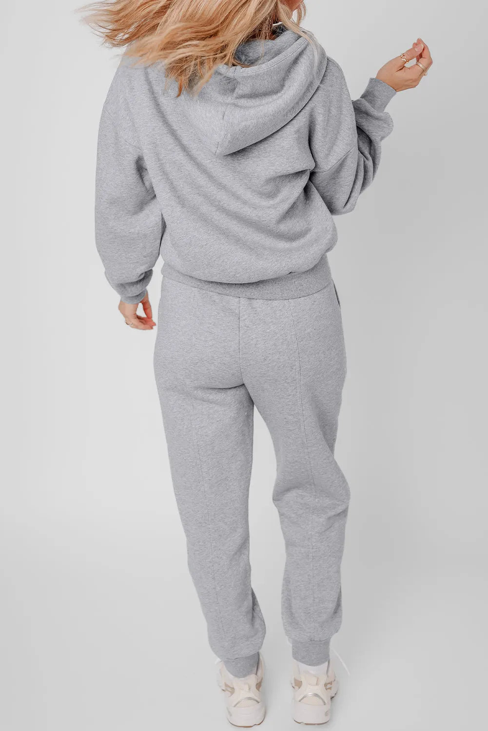 Gray Solid Exposed Seams Hoodie and Joggers Activewear Set - Chic Meadow Boutique 