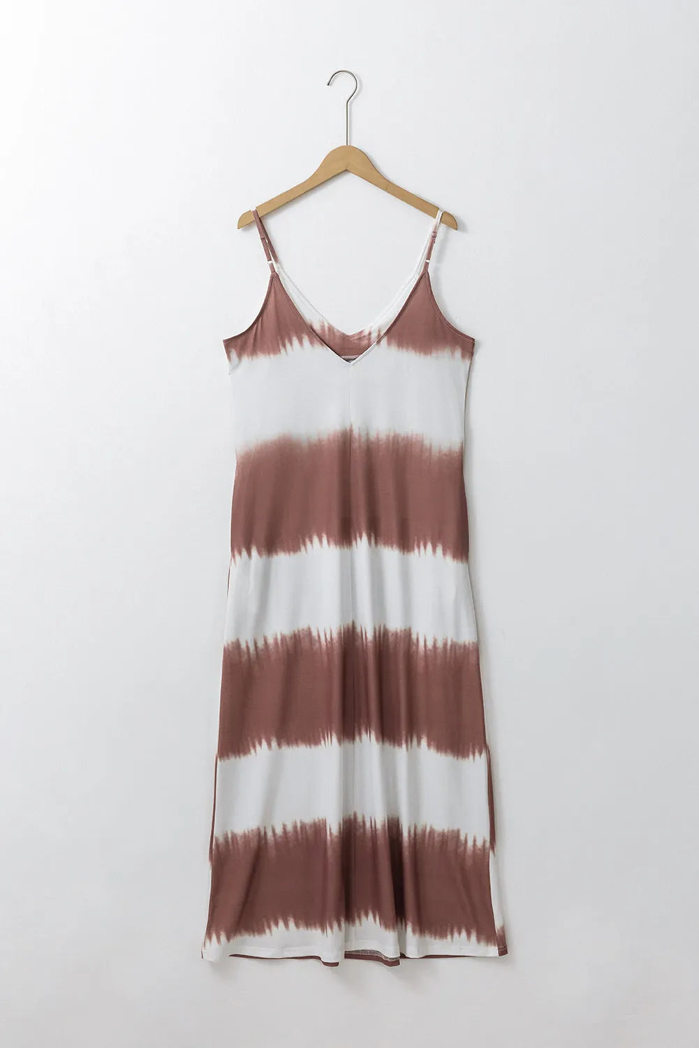 White Stripe Striped Tie Dye Spaghetti Strap Maxi Dress - Chic Meadow Boutique 