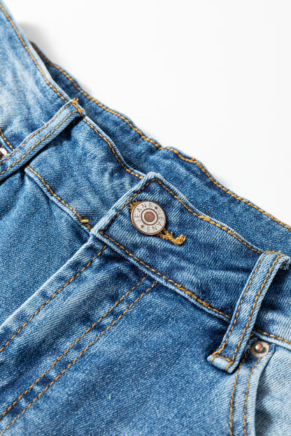 Myosotis Mid Rise Distressed Sneak Peek Straight Leg Jeans