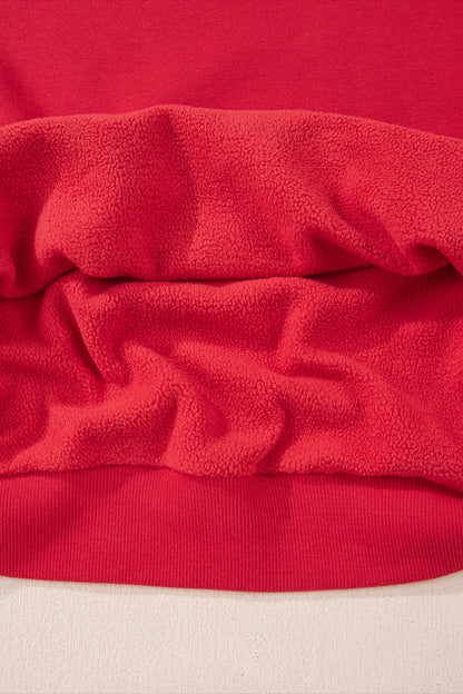 Racing Red Oversize Drop Shoulder Reversible Mock Neck Sweatshirt