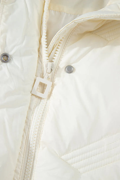 White Quilted High Neck Zip Up Jacket Vest - Chic Meadow Boutique 