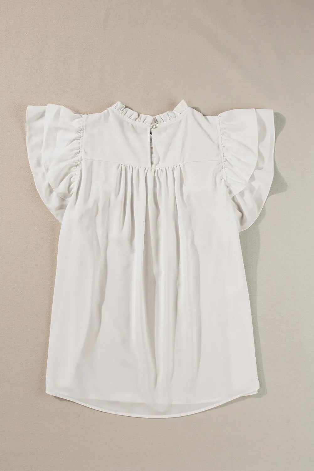 White Smocked Ruffle Sleeve Blouse - Chic Meadow Boutique 