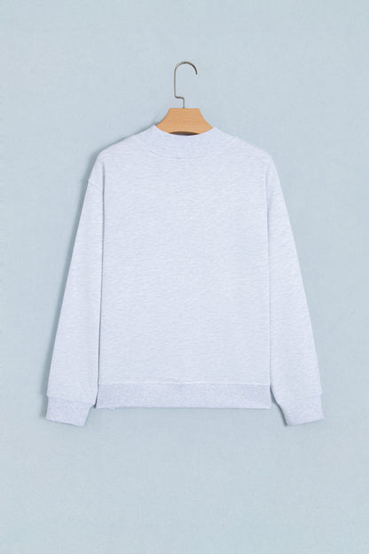 Light Grey High Neck Embroidered Checkered Letter Game Day Sweatshirt