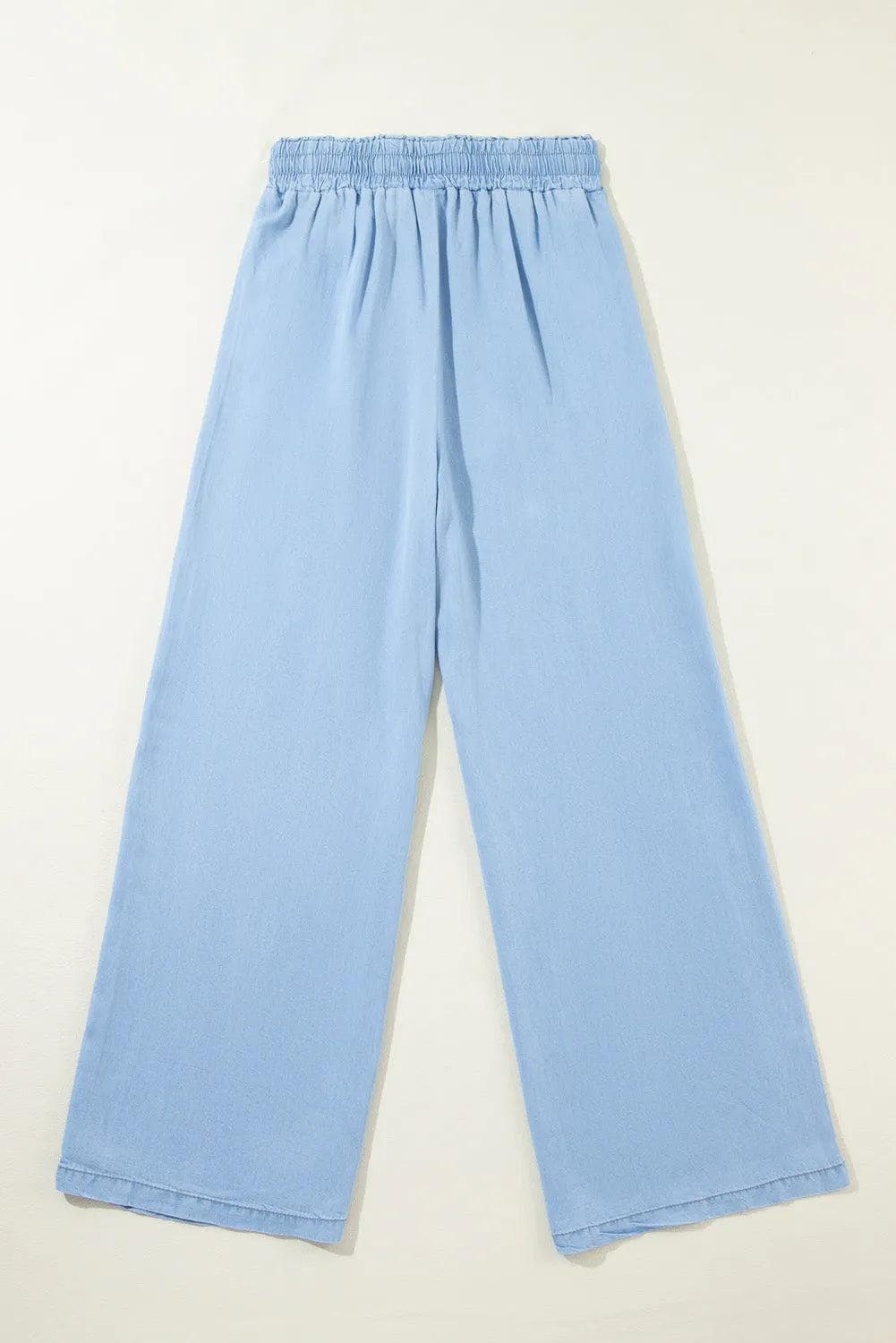 Bottoms/Pants & Culotte Myosotis Drawstring High Waist Wide Leg Denim Pants