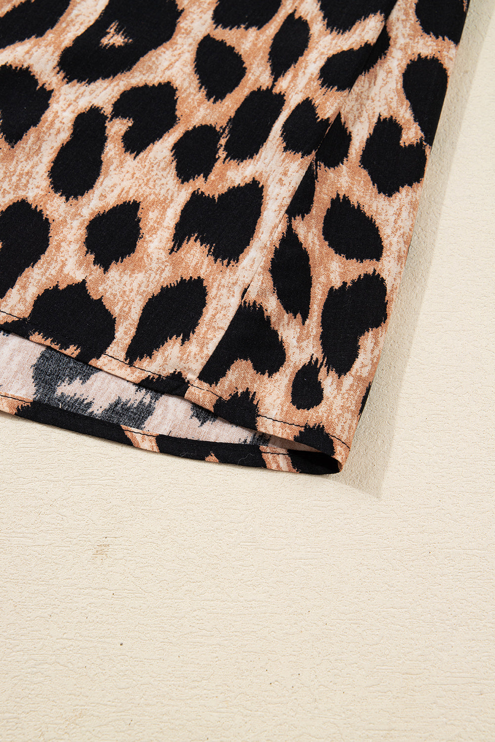 Brown Leopard Print Smocked Detail Flowy Midi Dress