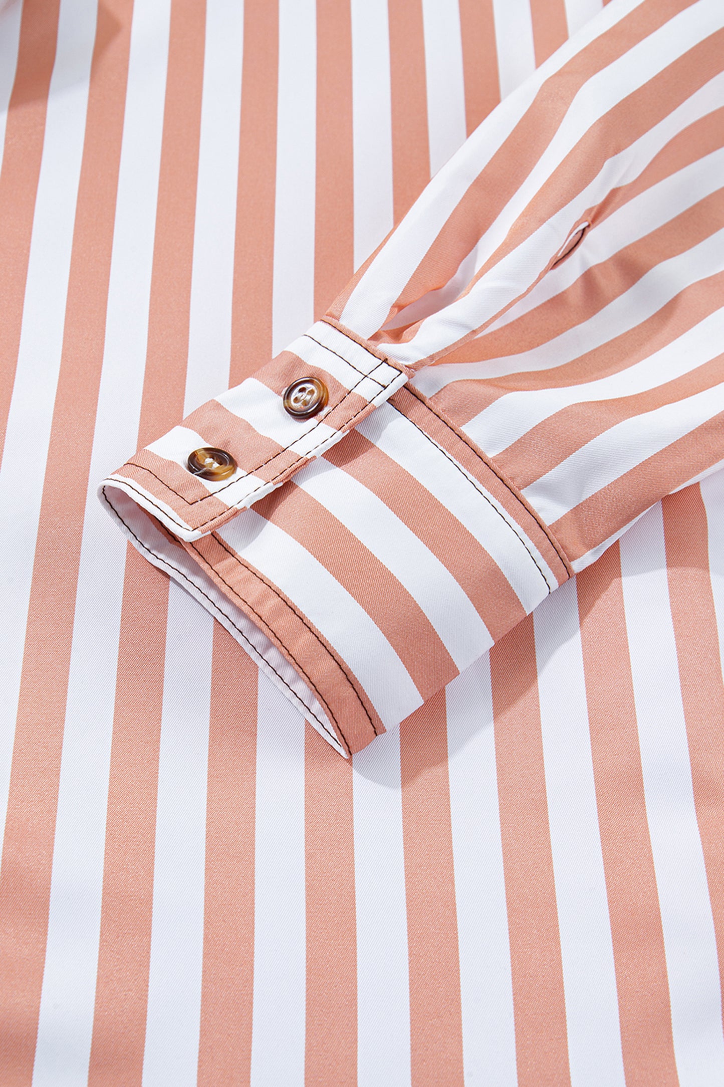 Brown Stripe Western Button Down Long Sleeve Casual Shirt