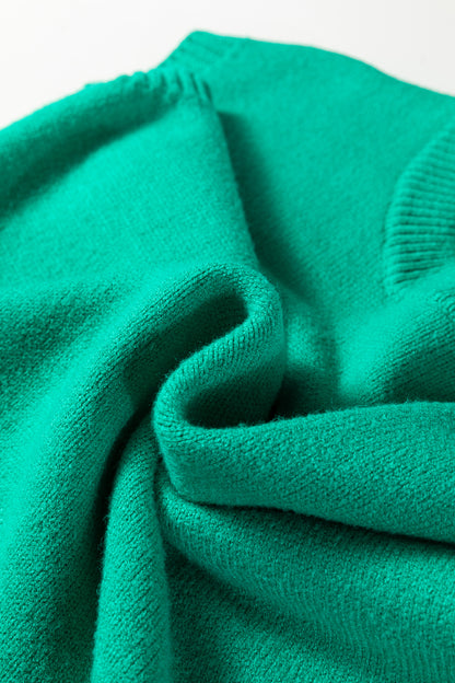 Bright Green Horse Bit Embroidered Loose Short Sleeve Sweater