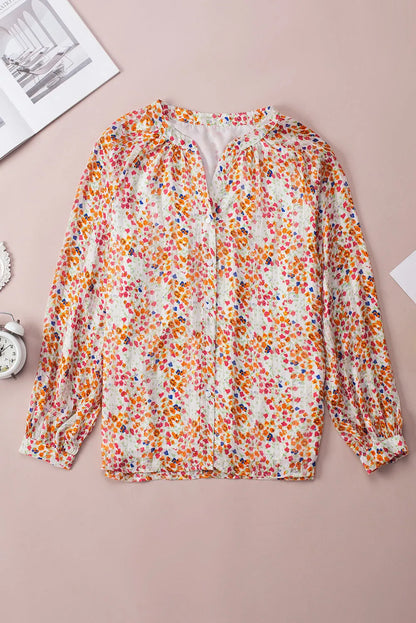 Multicolor Boho Floral Print Button Front Shirt - Chic Meadow Boutique 