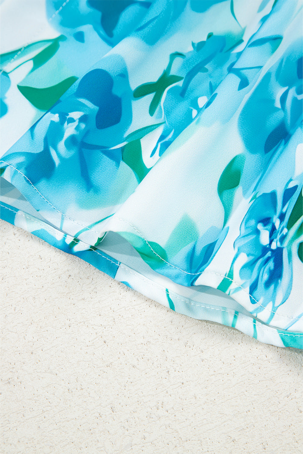 Green Floral Frilled Collar Three Quarters Sleeve Elegant Shirt