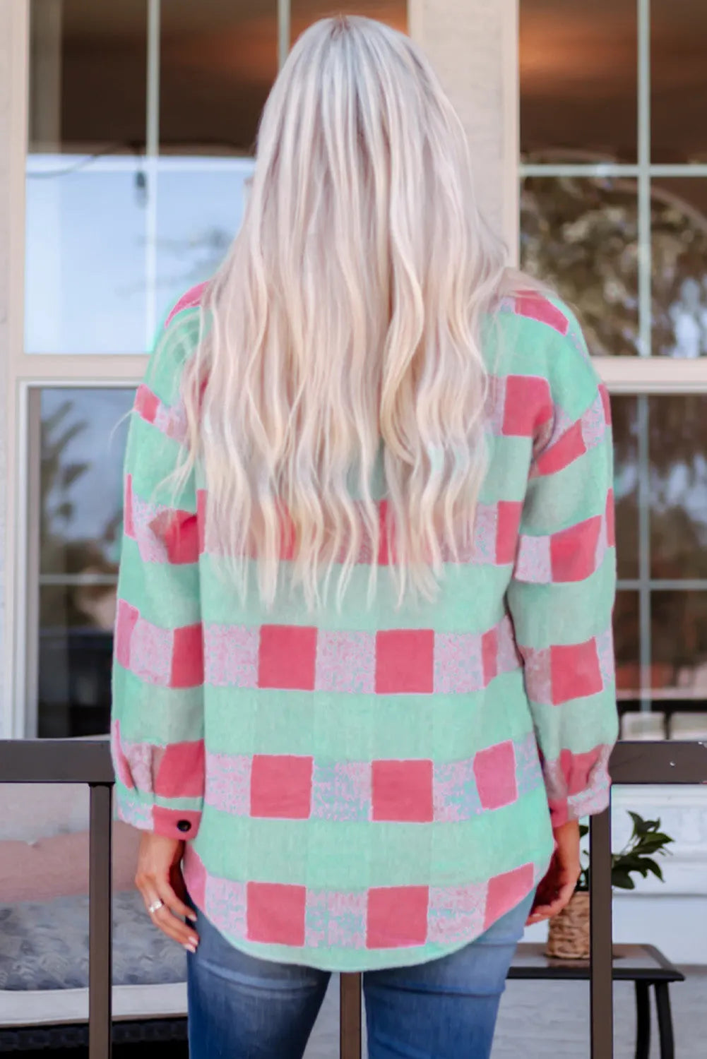 Pink Plaid Pattern Oversized Shacket - Chic Meadow Boutique 