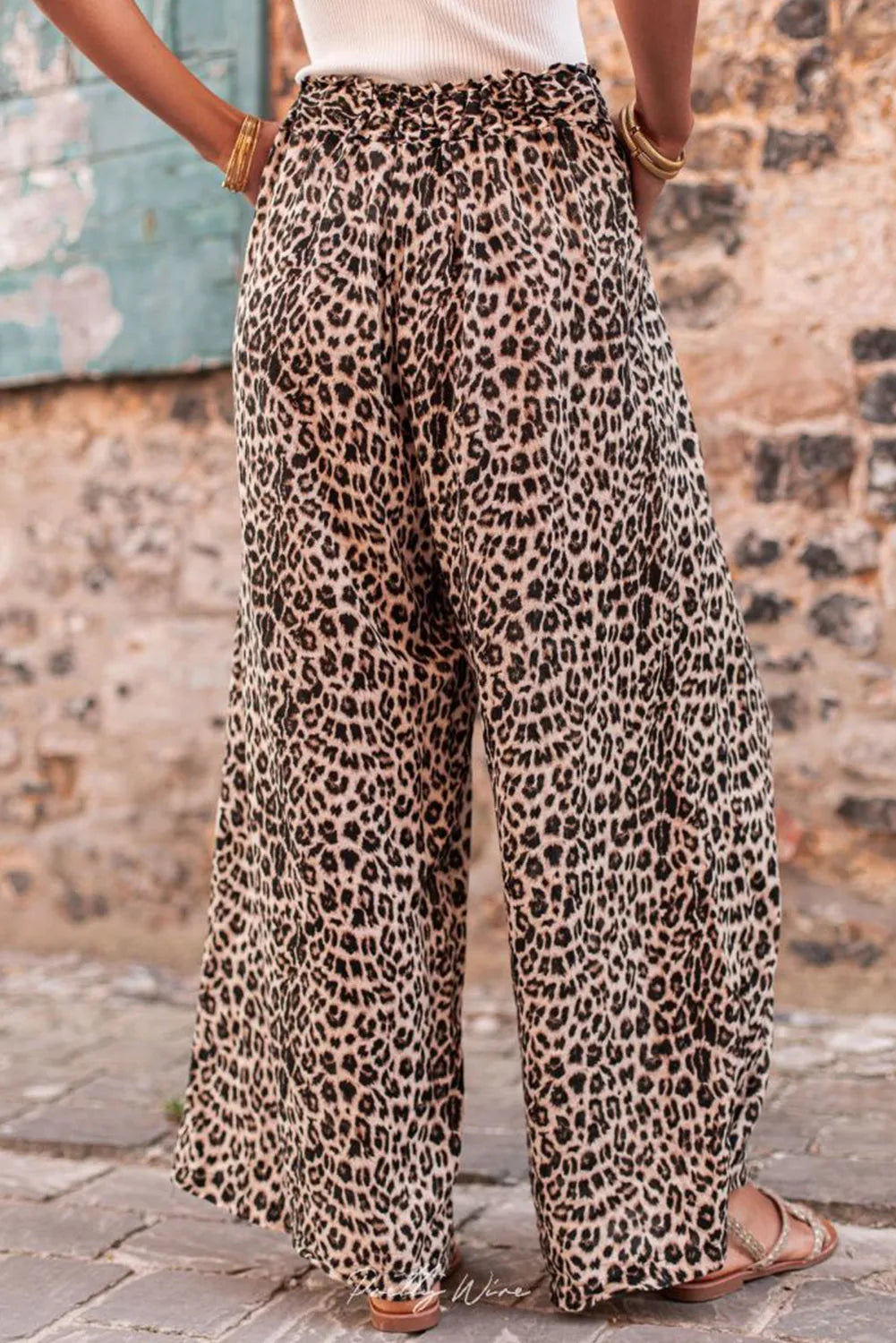 Desert Palm Boho Leopard Wide Leg Pants - Chic Meadow Boutique 