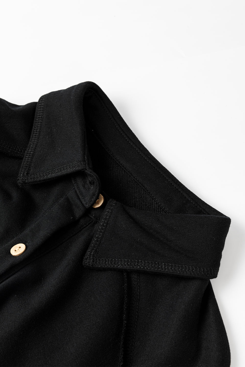 Black Waffle Knit Patchwork Exposed Seam Loose Shacket