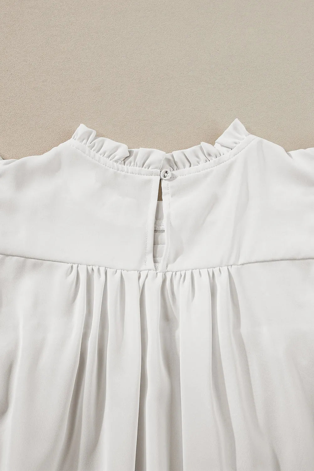 White Smocked Ruffle Sleeve Blouse - Chic Meadow Boutique 