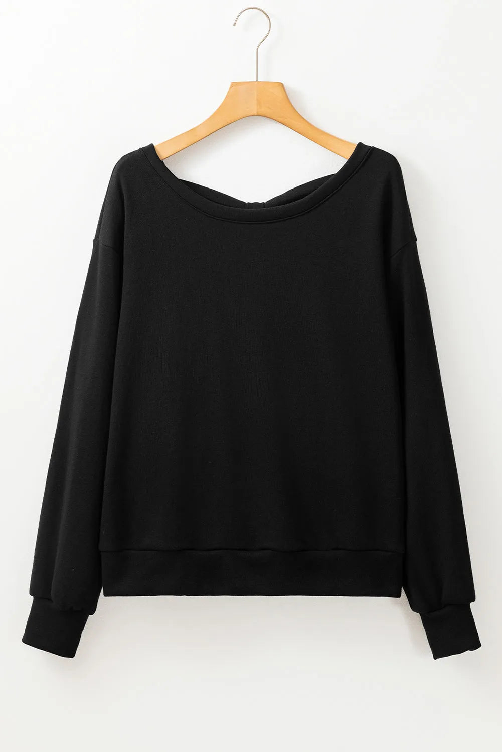 Black Bowknot Dewback Round Neck Sweatshirt - Chic Meadow Boutique 