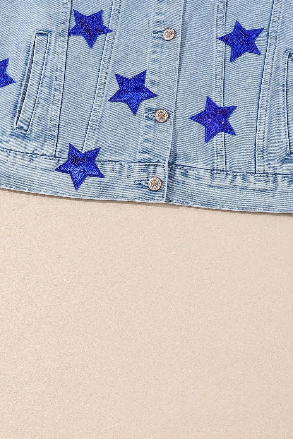 Bluing Sequin Star Flap Pocket Denim Jacket - Chic Meadow Boutique 