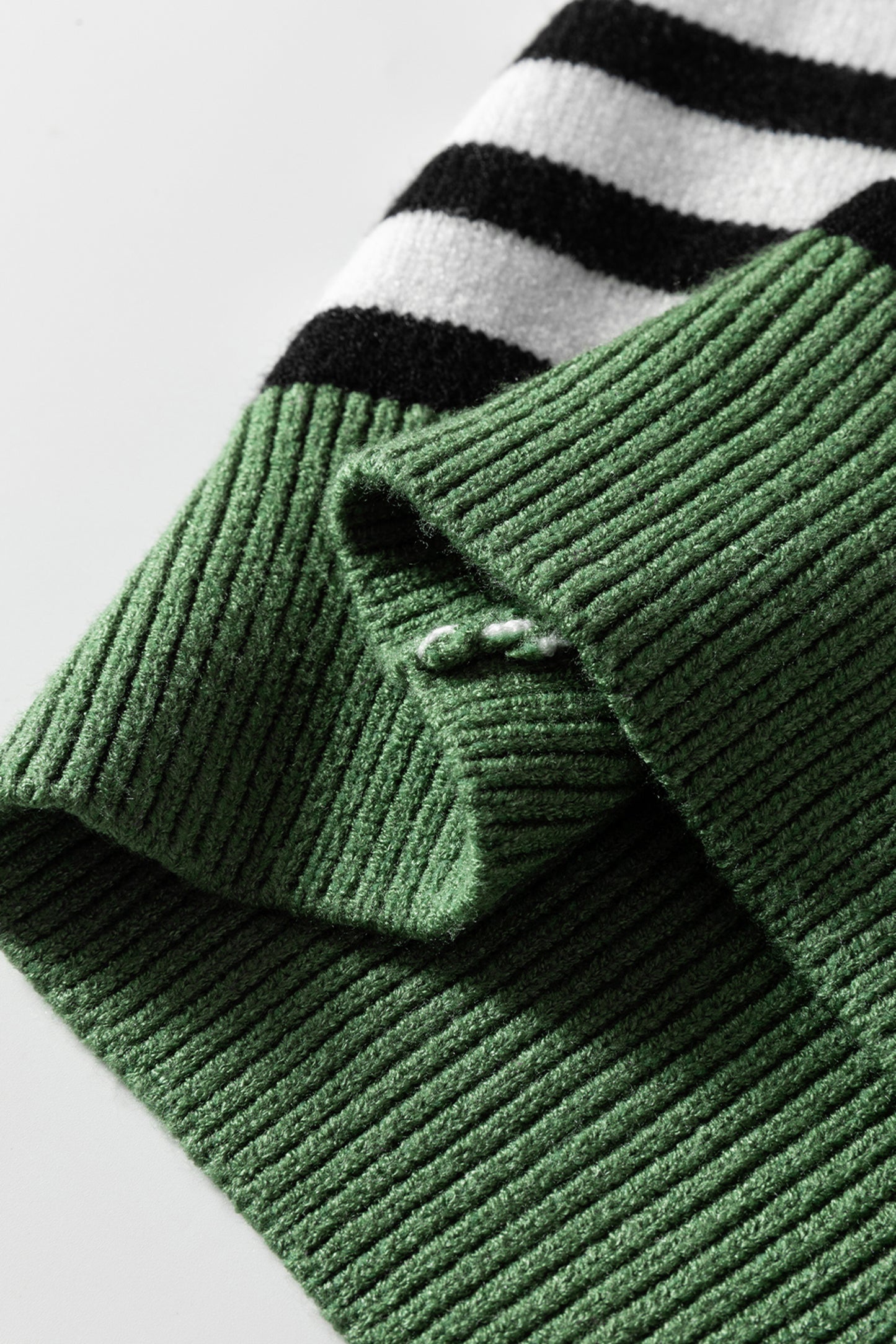 Gray Striped Panels Colorblock Sleeve Chic Sweater