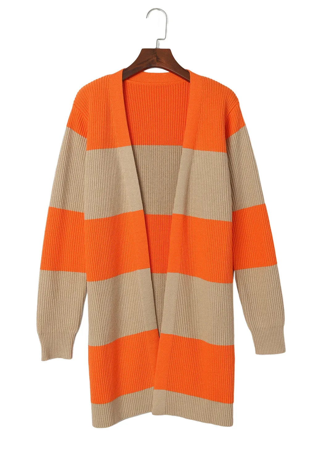 Orange Colorblock Ribbed Knit Cardigan - Chic Meadow Boutique 