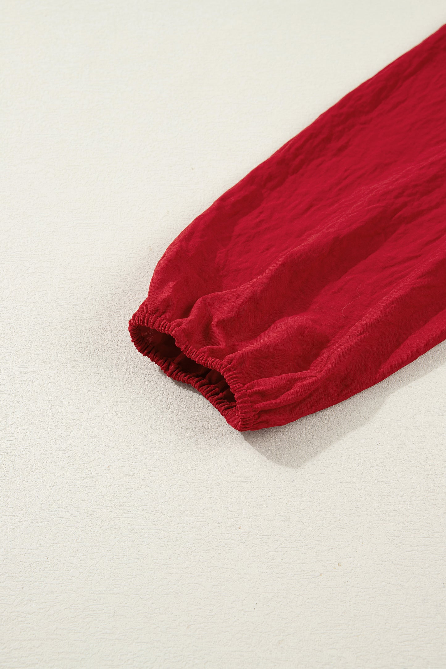 Racing Red Contrast Embroidered Detail Cinched Waist Tiered Long Sleeve Maxi Dress