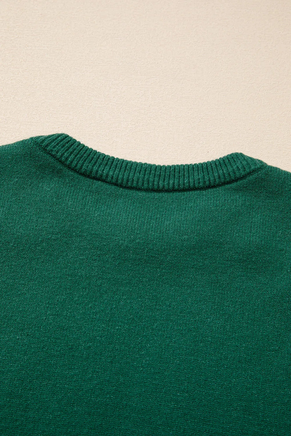 Evergreen Pearled Drop Shoulder Round Neck Sweater - Chic Meadow Boutique 