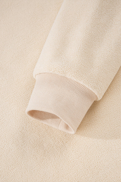 Apricot Oversize Drop Shoulder Reversible Mock Neck Sweatshirt