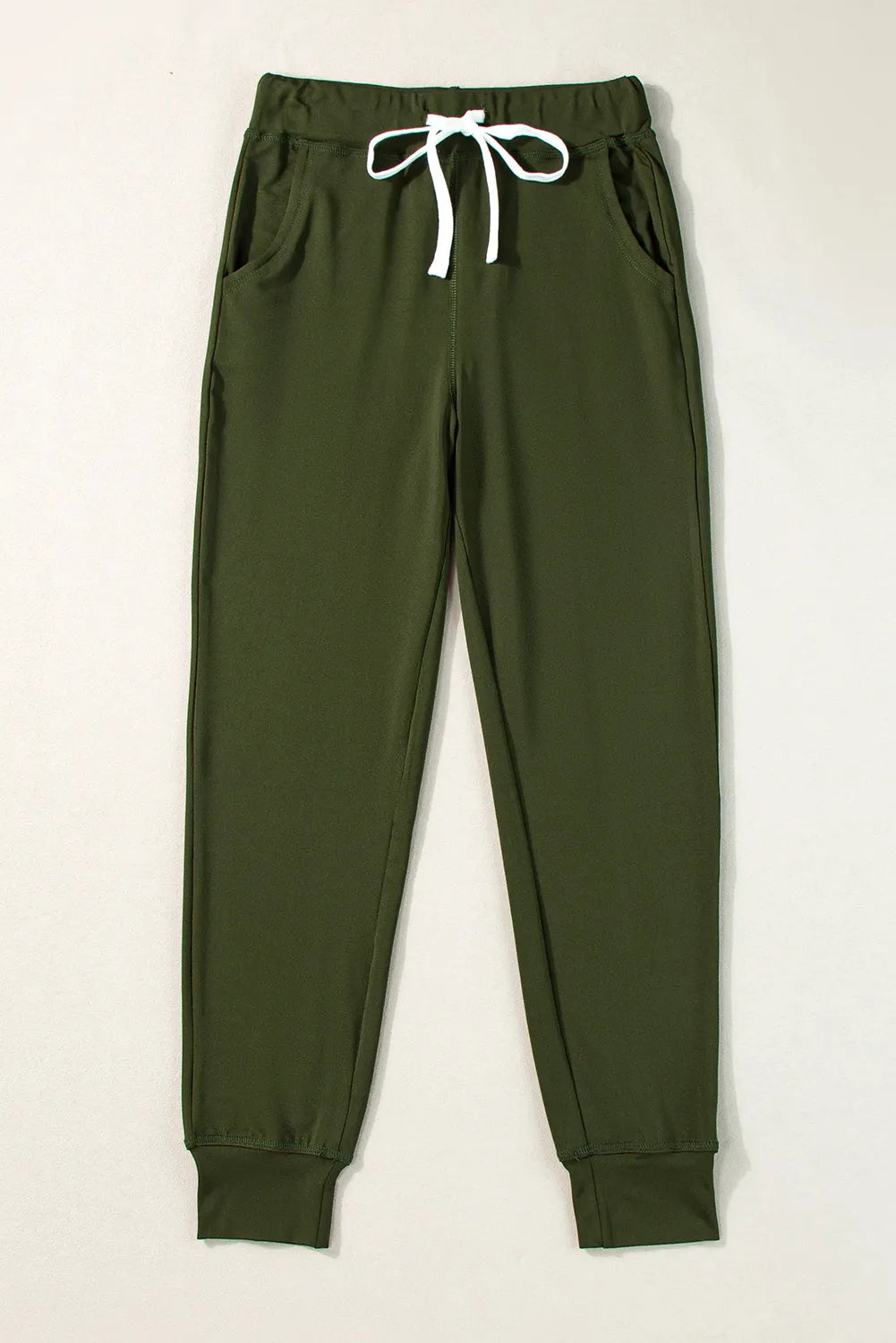 Moss Green Drawstring Waist Pocketed Joggers - Chic Meadow Boutique 