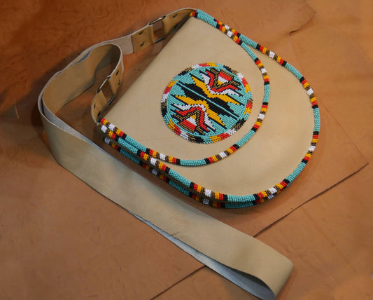 Turquoise Handmade Beaded Leather Crossbody bag Shoulder Bag