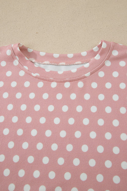 Pink Polka Dot Print Short Set