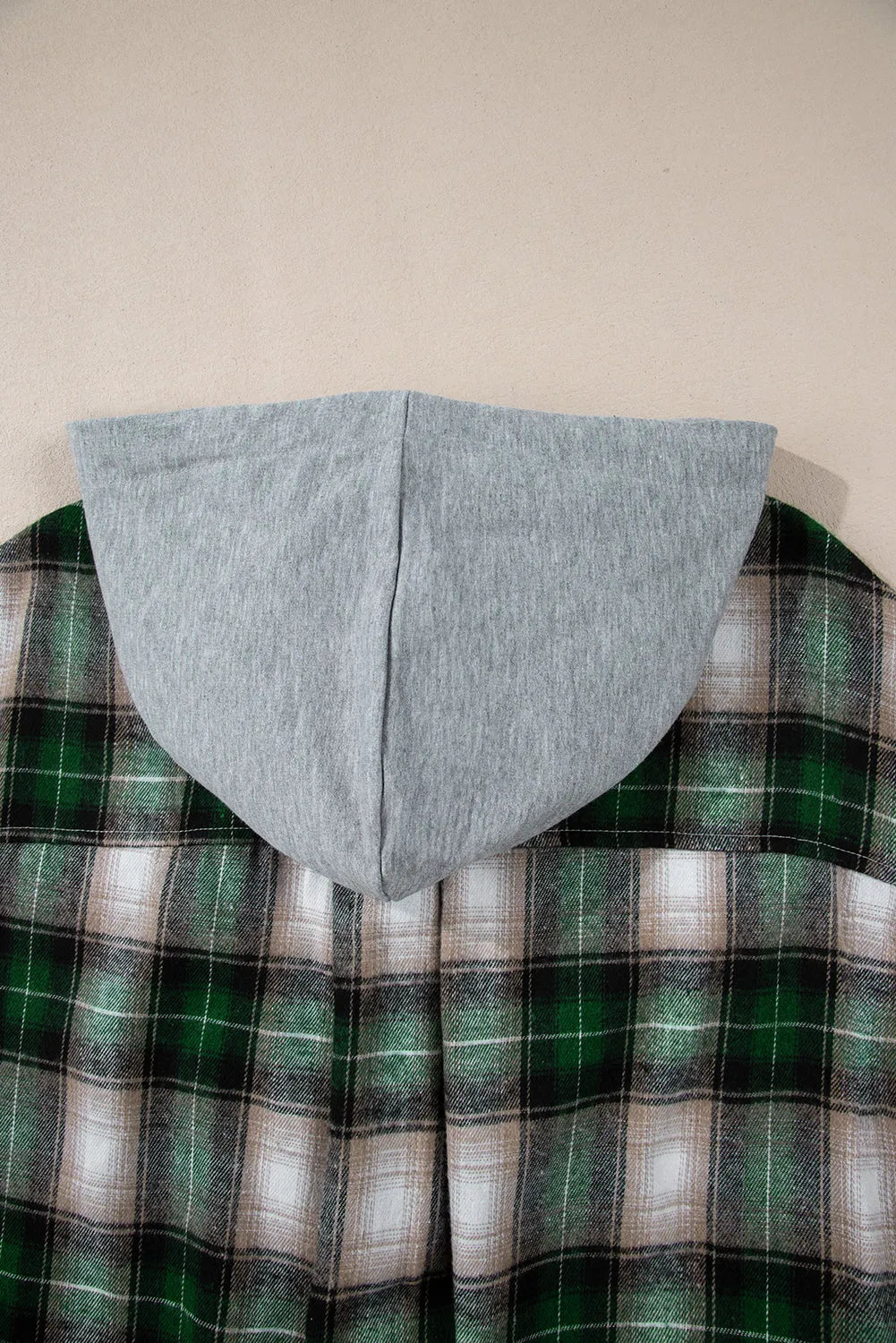 Green Plaid Print Chest Pocket Buttoned Hooded Shacket - Chic Meadow Boutique 