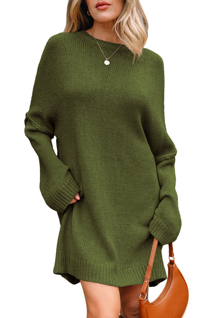 Four Leaf Clover Oversize Drop Shoulder Slouchy Sweater Dress