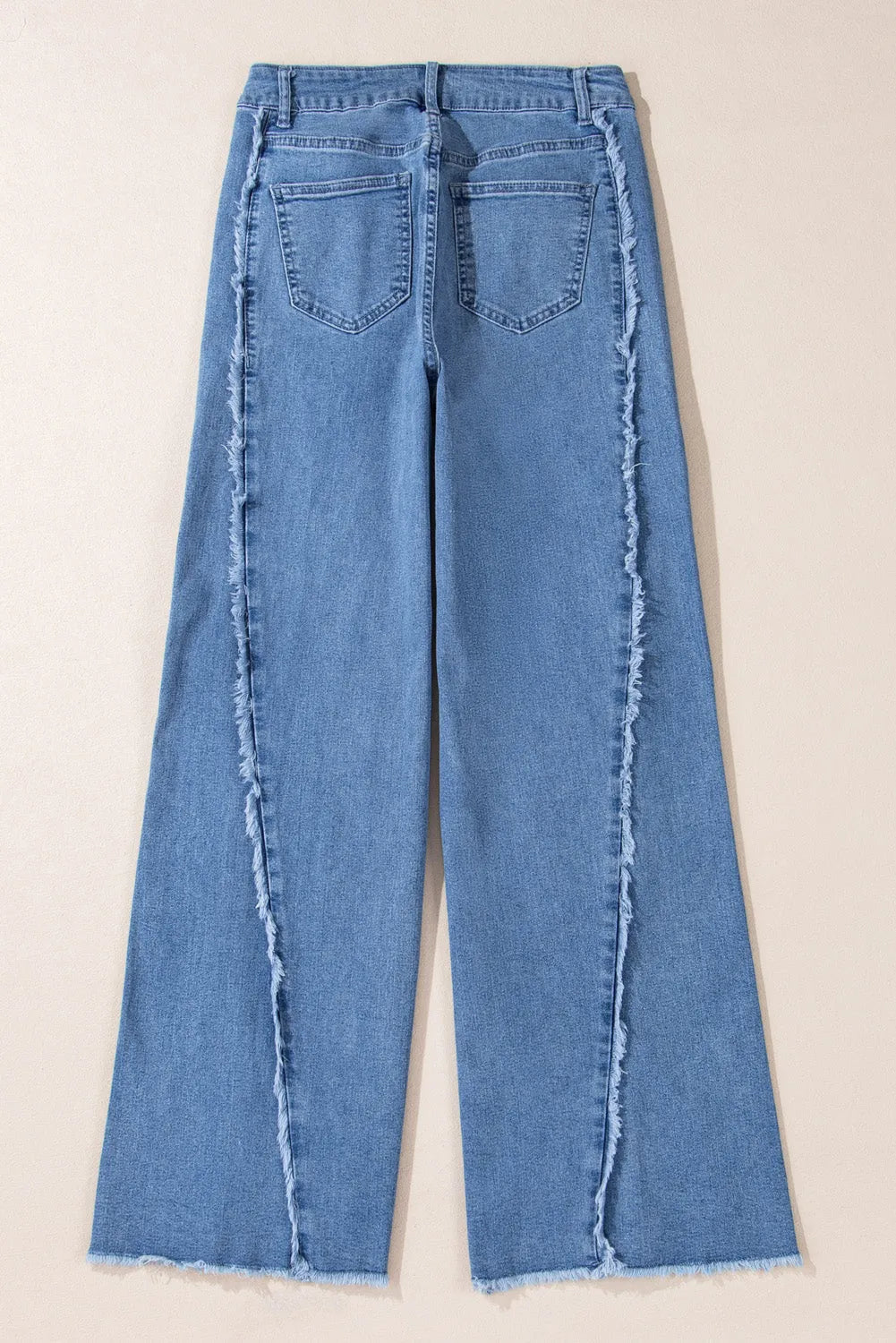 Beau Blue Vintage Stitching Raw Hem Flared Jeans - Chic Meadow Boutique 