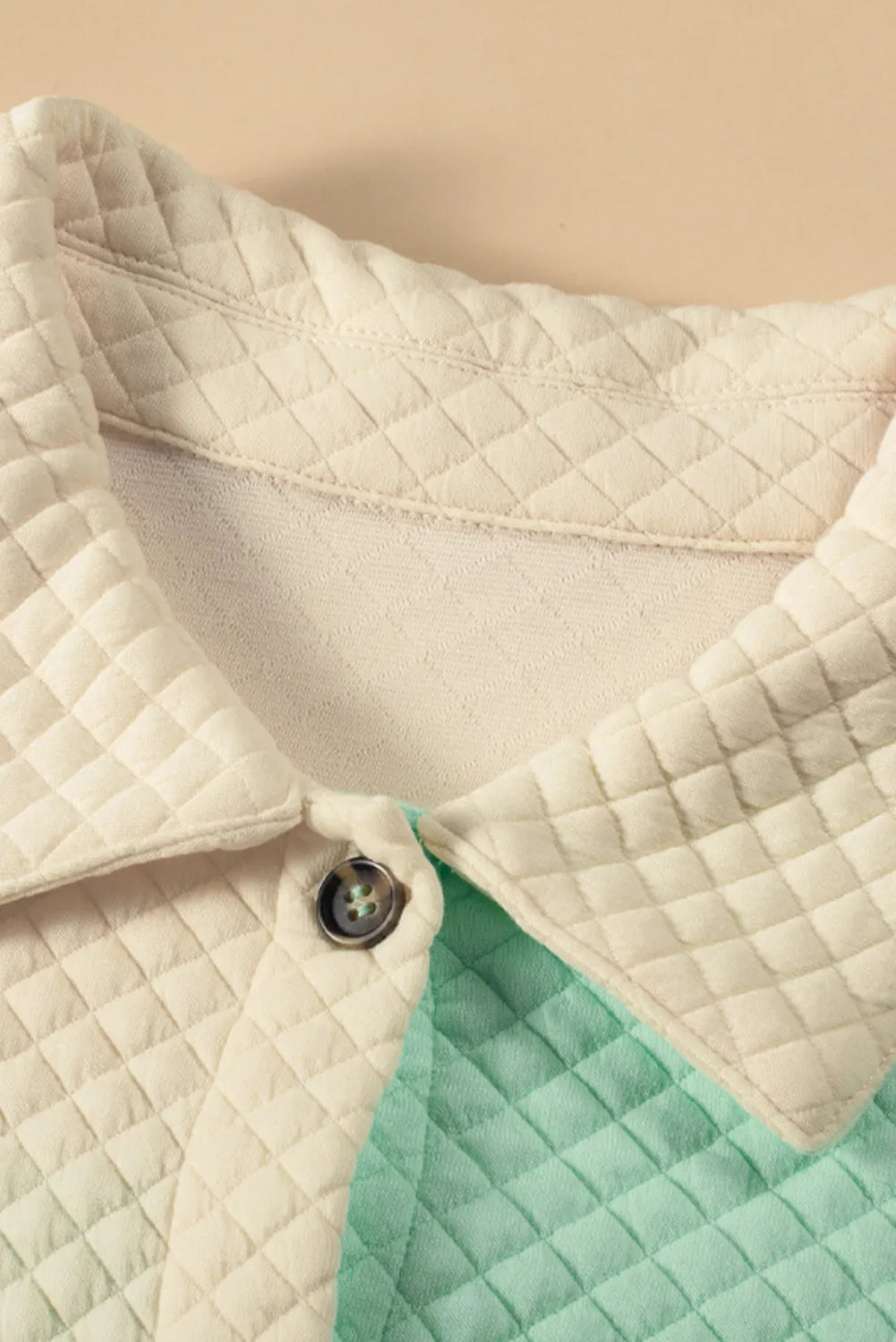 Green Color Block Patchwork Flap Pocket Quilted Shacket - Chic Meadow Boutique 